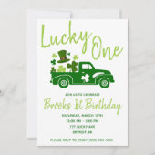 Lucky One, St. Patrick's Day Truck First Birthday Kaart (Voorkant)