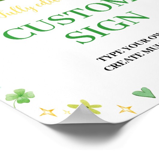 Lucky One St Patrick's Day Verjaardag Custom Sign Poster (Hoek)
