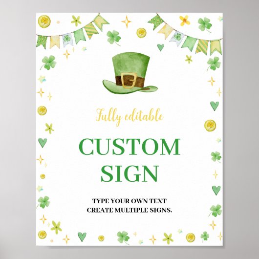 Lucky One St Patrick's Day Verjaardag Custom Sign Poster (Voorkant)