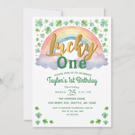 Lucky One St Patricks Kinder 1e Verjaardag Kaart (Voorkant)