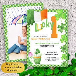 Lucky One St Patricks Portret Foto 1st Birthday Kaart