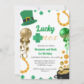 Lucky One Twin 1e Verjaardag St Patrick's Day Boy Kaart (Voorkant)