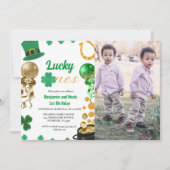 Lucky One Twin 1e Verjaardag St Patrick's Day Boy Kaart (Voorkant)