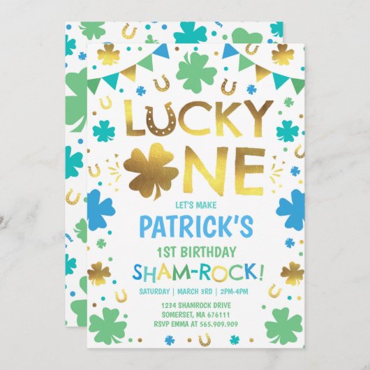 Lucky One verjaardagsuitnodiging St. Patrick's Par Kaart (Voorkant / Achterkant)