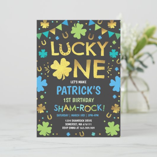 Lucky One verjaardagsuitnodiging St. Patrick's Par Kaart (Staand voorkant)