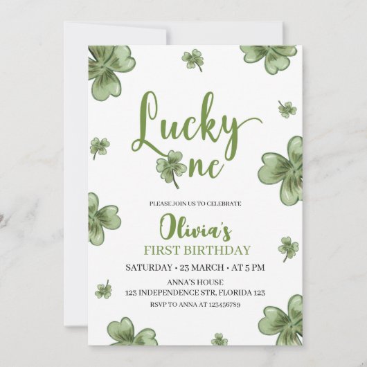 Lucky One verjaardagsuitnodiging, St. Patrick's th Kaart (Voorkant)