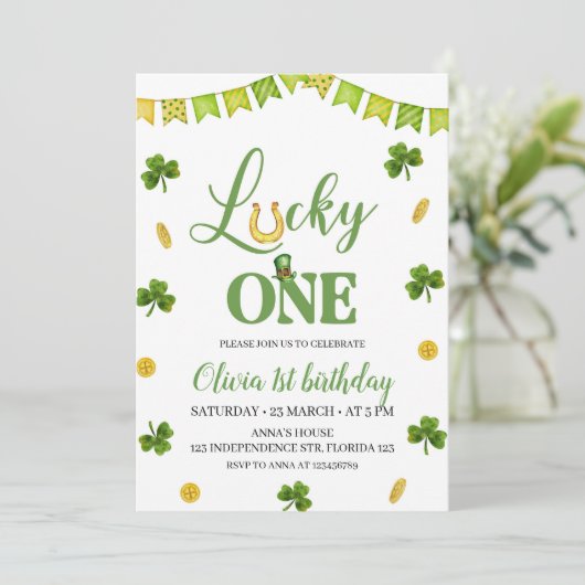 Lucky One verjaardagsuitnodiging, St. Patrick's th Kaart (Staand voorkant)