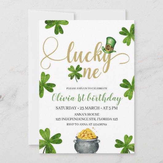Lucky One verjaardagsuitnodiging, St. Patrick's th Kaart (Voorkant)