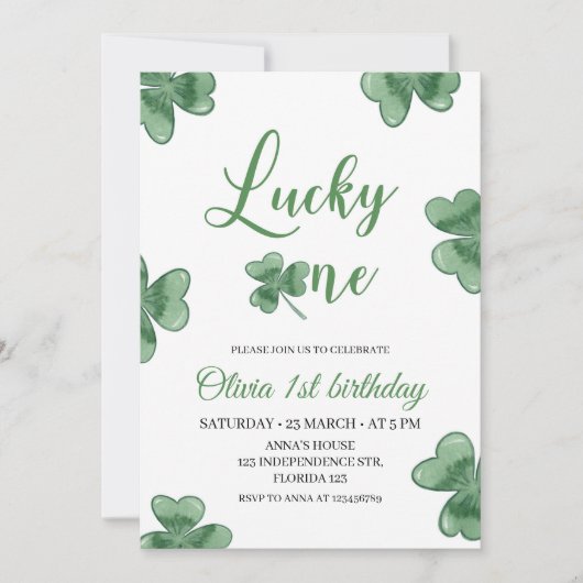 Lucky One verjaardagsuitnodiging, St. Patrick's th Kaart (Voorkant)