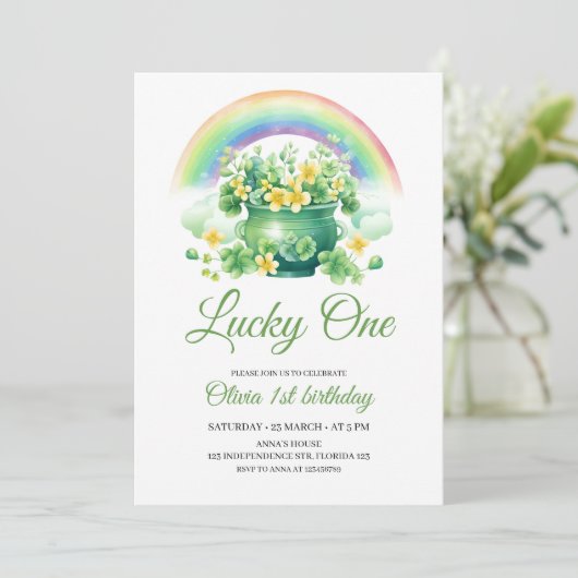 Lucky One verjaardagsuitnodiging, St. Patrick's th Kaart (Staand voorkant)