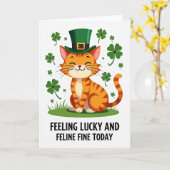 Lucky Oranje Kat Lach Kaart (Gele Bloem)