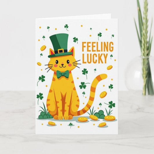 Lucky Oranje Kat St. Patricks Dag Kaart (Voorkant)