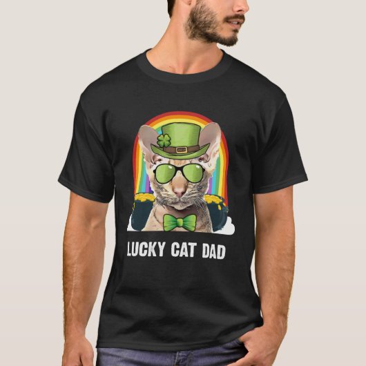Lucky Oriental Cat Dad St Patricks Day T-shirt (Voorkant)