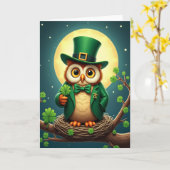Lucky Owl Festive Groene Kaart (Gele Bloem)