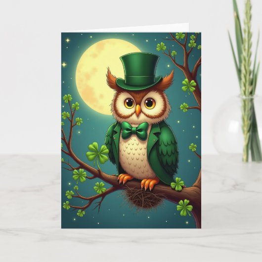 Lucky Owl Moonlit Scene Card Kaart (Voorkant)