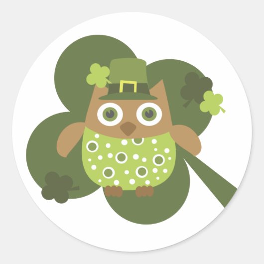 Lucky Owl Ronde Sticker (Voorkant)