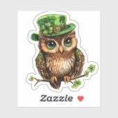 Lucky Owl St. Patrick's Day Sticker (Vel)