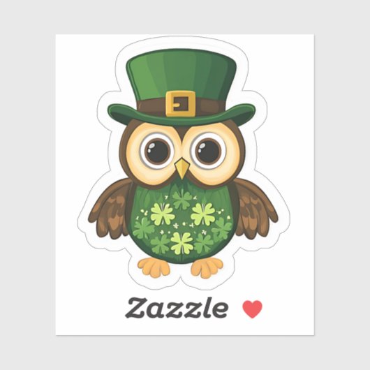 Lucky Owl St. Patrick's Day Sticker (Vel)
