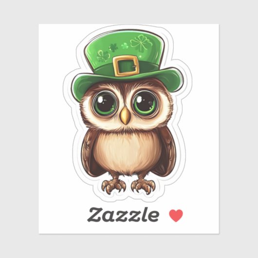 Lucky Owl St. Patrick's Day Sticker (Vel)