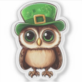 Lucky Owl St. Patrick's Day Sticker (Voorkant)