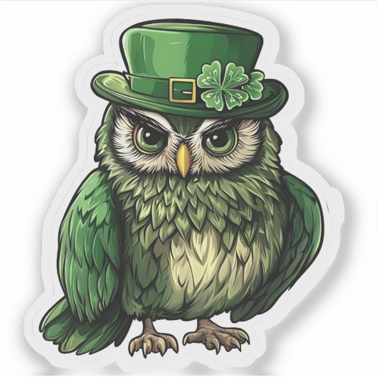 Lucky Owl St. Patrick's Day Sticker (Voorkant)