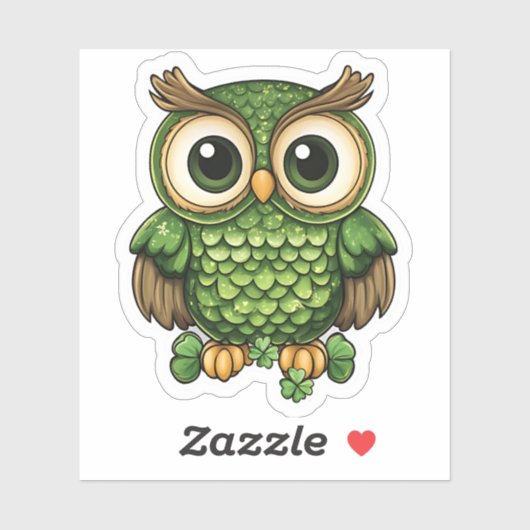 Lucky Owl St. Patrick's Day Sticker (Vel)