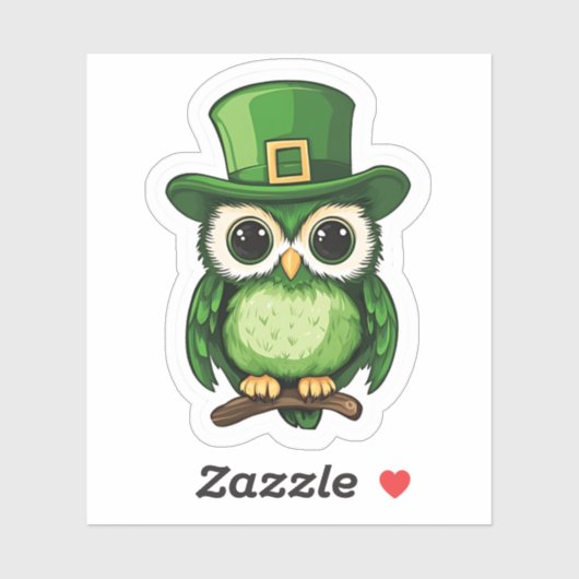 Lucky Owl St. Patrick's Day Sticker (Vel)