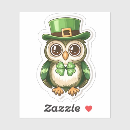 Lucky Owl St. Patrick's Day Sticker (Vel)