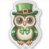 Lucky Owl St. Patrick's Day Sticker (Voorkant)