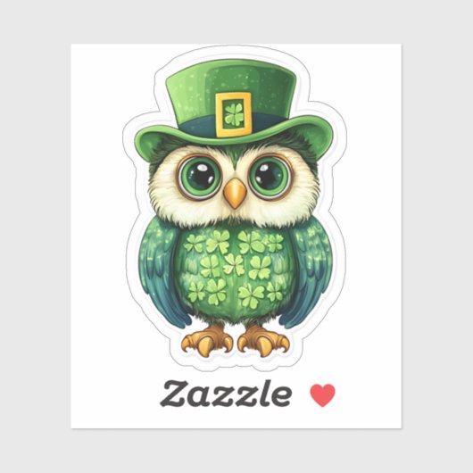 Lucky Owl St. Patrick's Day Sticker (Vel)
