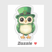Lucky Owl St. Patrick's Day Sticker (Vel)