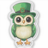 Lucky Owl St. Patrick's Day Sticker (Voorkant)