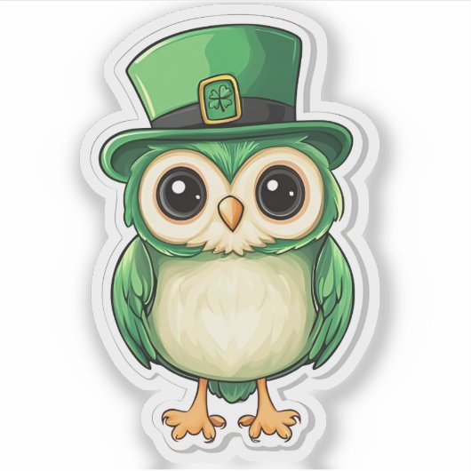 Lucky Owl St. Patrick's Day Sticker (Voorkant)