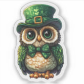 Lucky Owl St. Patrick's Day Sticker (Voorkant)