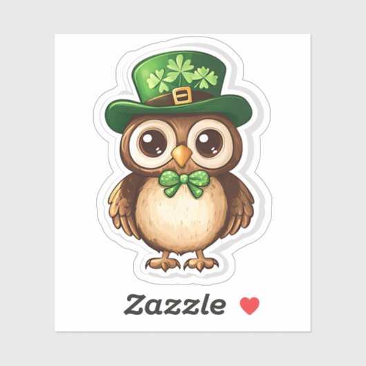 Lucky Owl St. Patrick's Day Sticker (Vel)