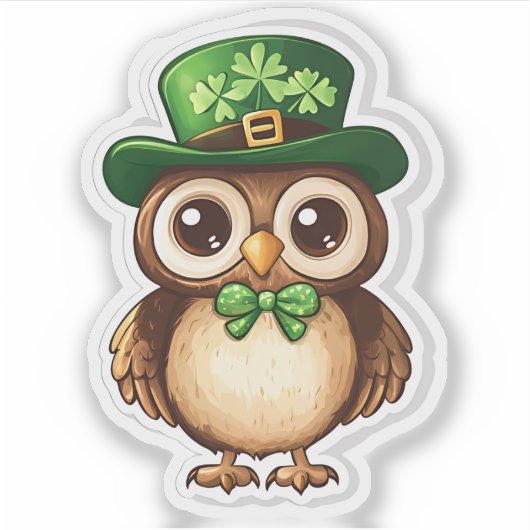 Lucky Owl St. Patrick's Day Sticker (Voorkant)