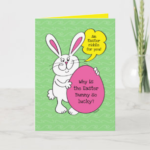 Lucky Paaster Bunny Funny Riddle voor kinderen Kaa Kaart