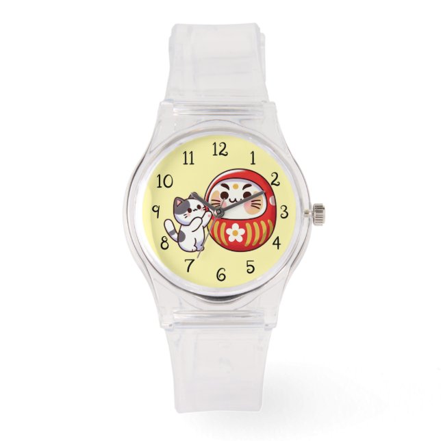 Lucky Paws & Daruma Horloge (Voorkant)