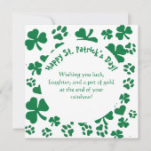 Lucky Paws St. Patrick's Day kaart Klaverpatroon (Voorkant)