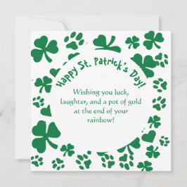 Lucky Paws St. Patrick's Day kaart met shamrock mo