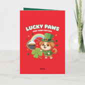 "Lucky Paws St. Patrick's Day Puppy" Kaart (Achterkant)