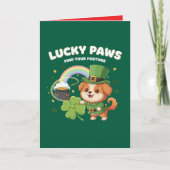 "Lucky Paws St. Patrick's Day Puppy" Kaart (Voorkant)