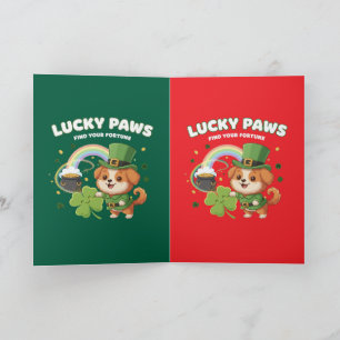 "Lucky Paws St. Patrick's Day Puppy" Kaart