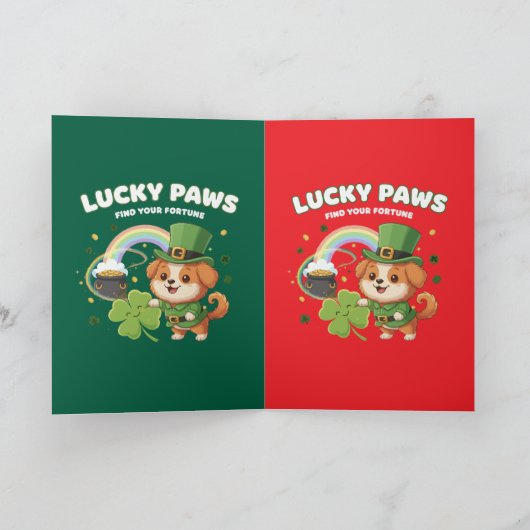 "Lucky Paws St. Patrick's Day Puppy" Kaart (Binnen)
