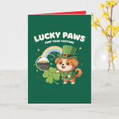 "Lucky Paws St. Patrick's Day Puppy" Kaart (Gele Bloem)