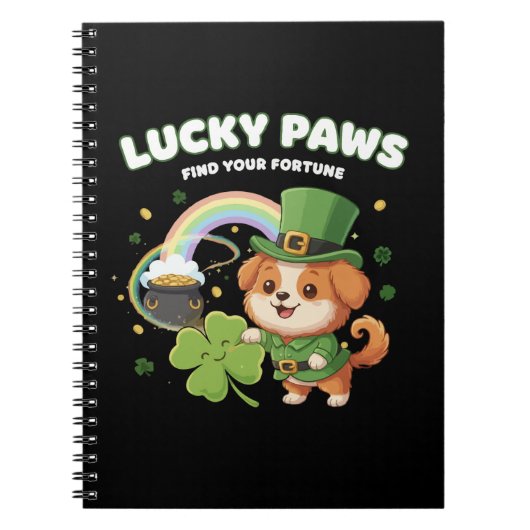 "Lucky Paws St. Patrick's Day Puppy" Notitieboek (Voorkant)