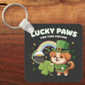 "Lucky Paws St. Patrick's Day Puppy" Sleutelhanger (Voorkant)