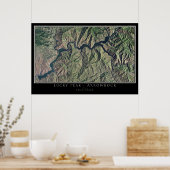 Lucky Peak en Arrowrock Lakes Idaho Satellite Map Poster (Keuken)
