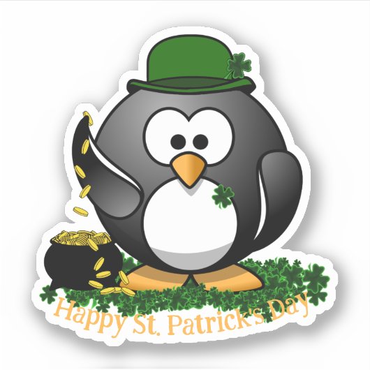 Lucky Penguin St. Patrick's Dag Sticker (Voorkant)