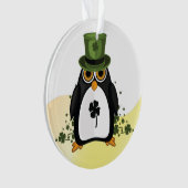 Lucky Penguin St. Patrick's Day Clover Iers Ornament (voorkant)